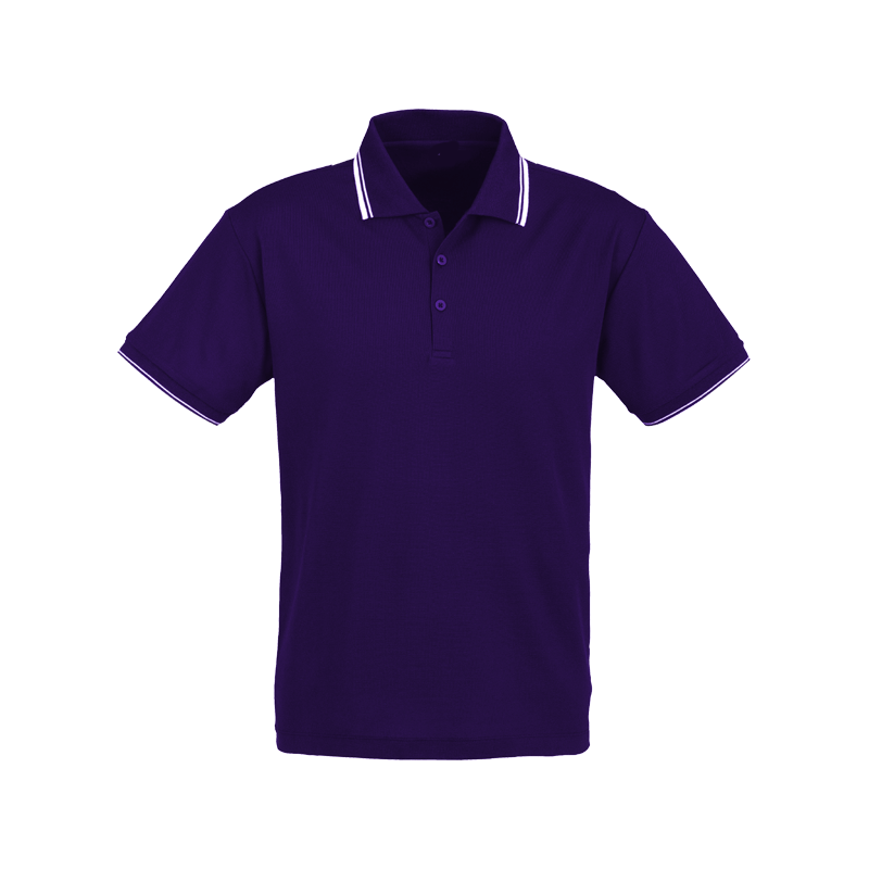 Purple Striped Short Sleeve Golf Shirt