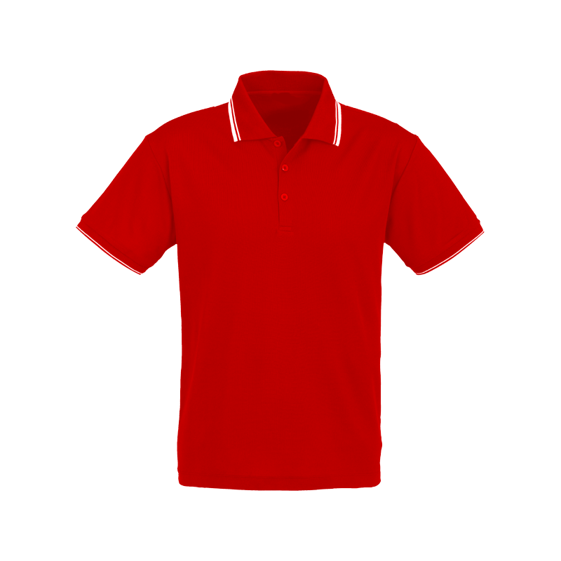 Red Striped Short Sleeve Golf Shirt