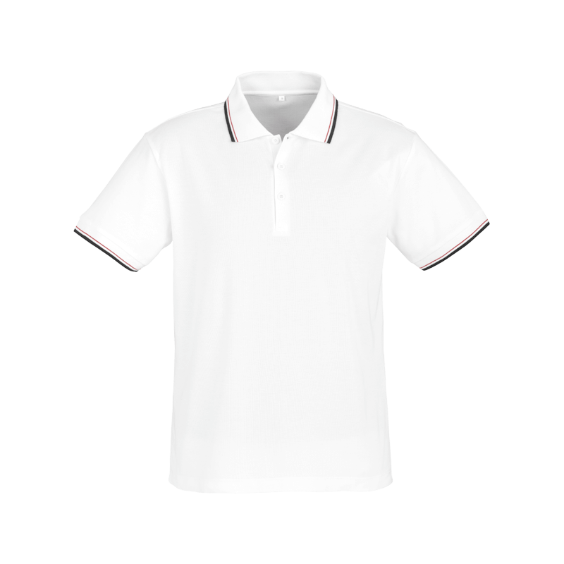 White Striped Short Sleeve Golf Shirt
